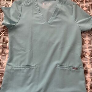 Figs Aqua V-Neck Scrub Top